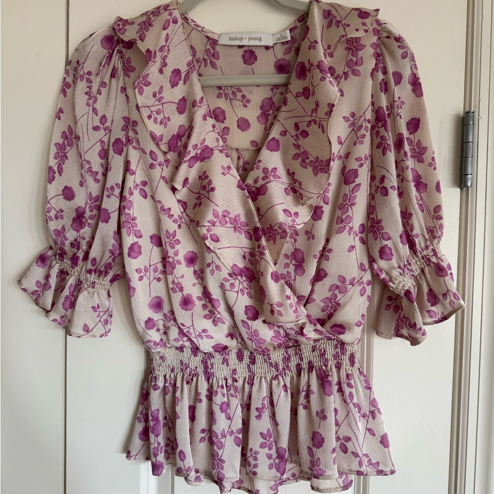 Bishop + Young Floral Blouse - Pink and Cream